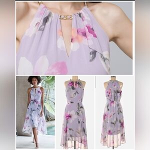 White House Black Market, Floral Motif, Halter, Blouson Midi, Size 14/Large